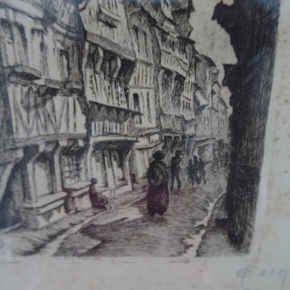 Emile LEROI (1887-1944) Engraving France Pencil Signed Lisieux La Rue Aux Fevres - Picture 12 of 16